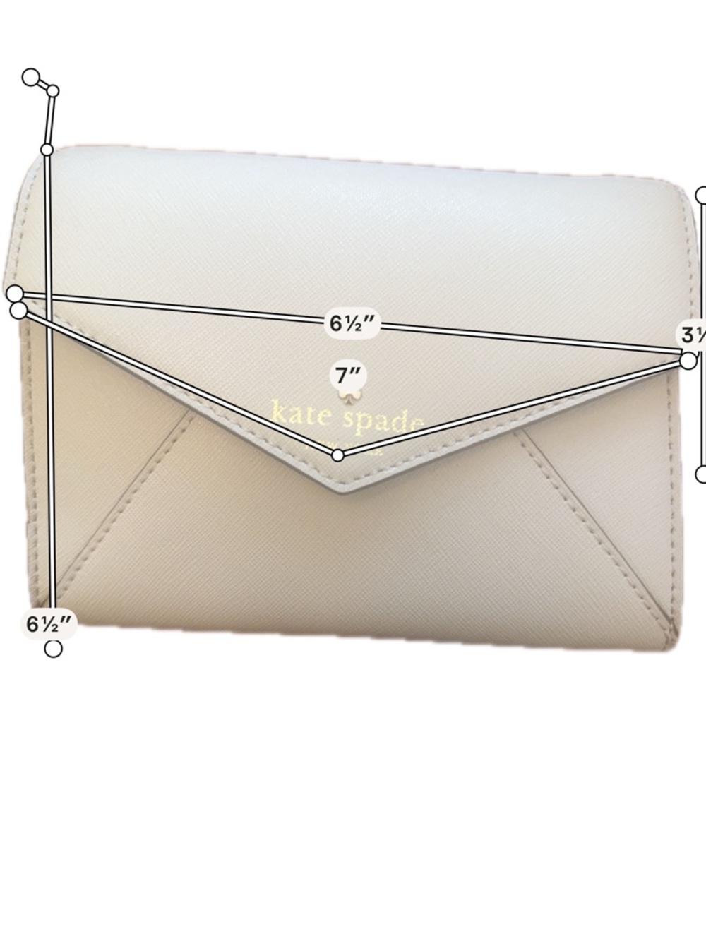 kate spade beige leather envelope crossbody with gold chain - Picture 4 of 6